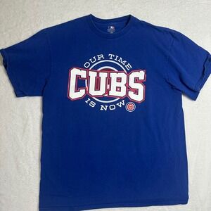 Chicago Cubs Our Time Is Now T-Shirt MLB Genuine Merchandise Blue Large L 2016